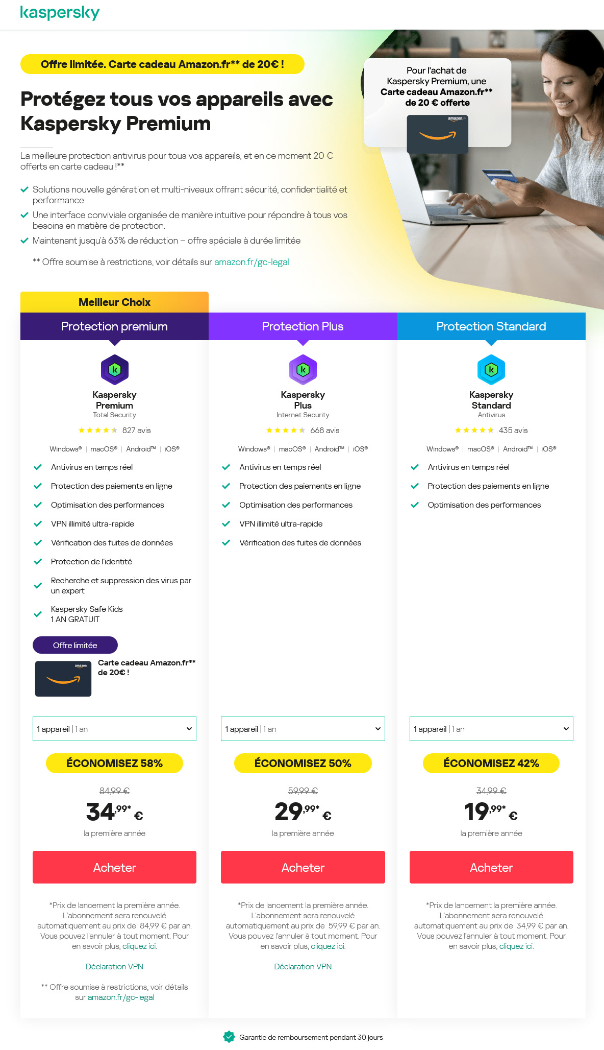 Kaspersky infos produits